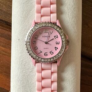 Geneva Pink Rhinestone-Embellished Watch
